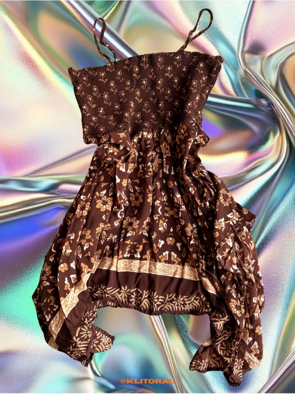 Brown Floral Tube Convertible Dress